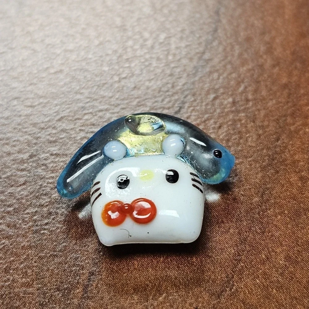 2012 Sanrio Hello Kitty Glass Micro Figurine Dolphin Hat Rare '76 '12 Stamped
